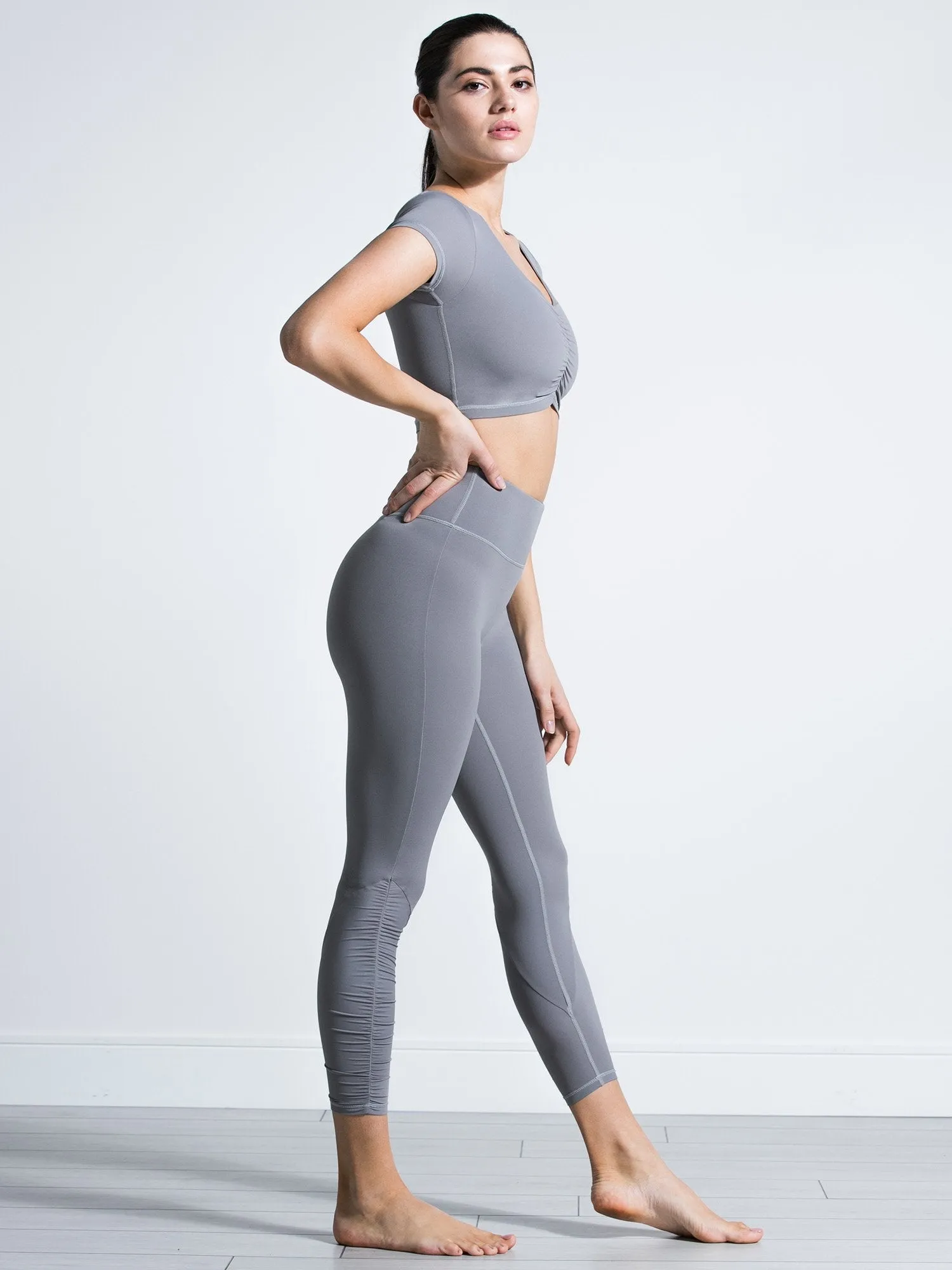 RUCHED NUDE PANTS, LUNAR GREY