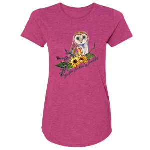 Rural Heart by Rene' Earnhardt - Beautiful Owl Ladies Semi-Fitted Short Sleeve T-Shirt