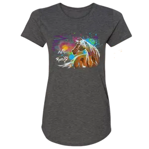 Rural Heart by Rene' Earnhardt - Palomino Sunset horse Ladies Tri-Blend Semi-Fitted Short Sleeve T-Shirt