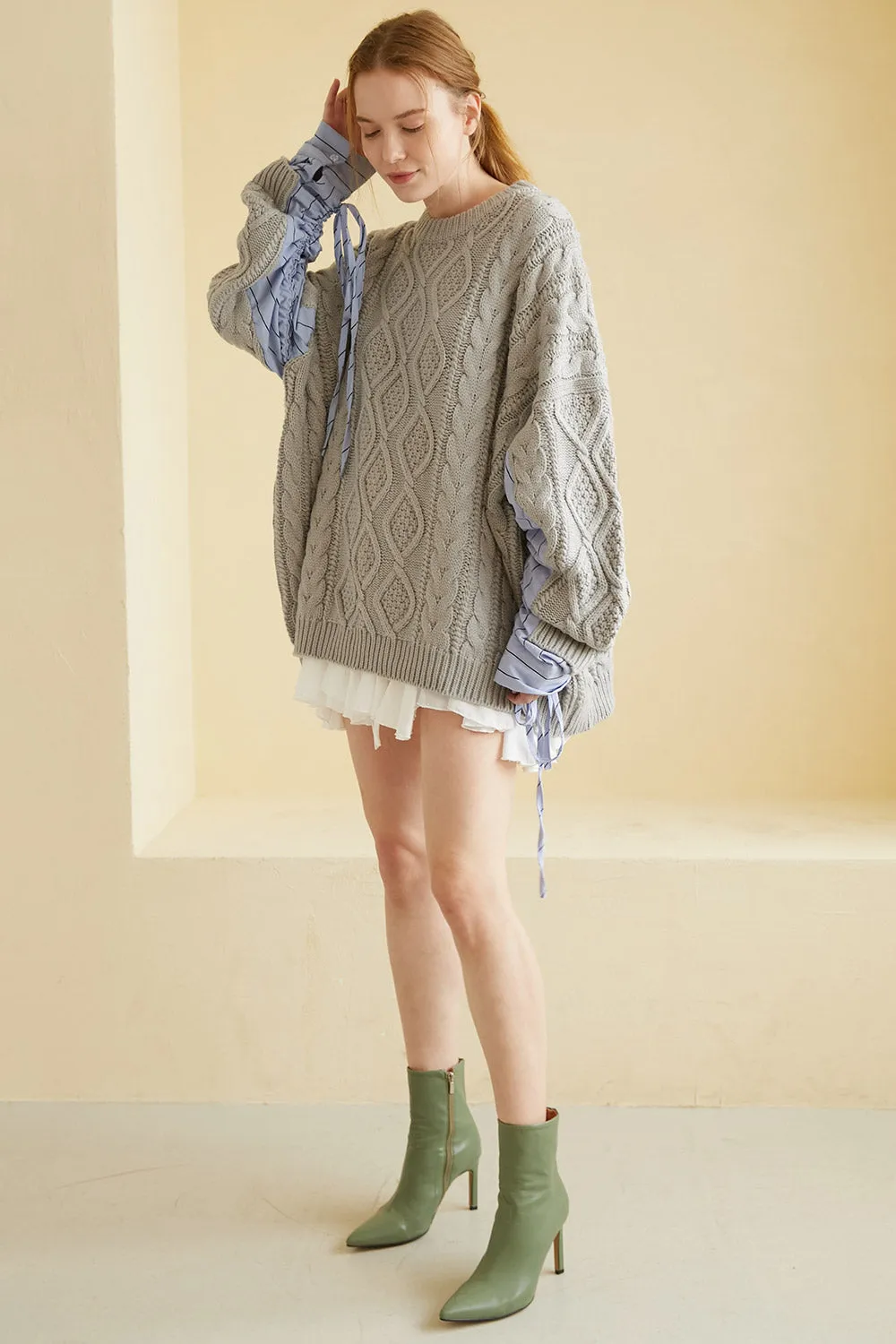 Sadie Shirt Combo Knit Pullover