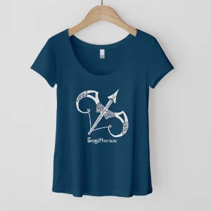Sagittarius Zodiac Symbol: The Bow & Arrow - Women’s Flex Scoop Neck Tee