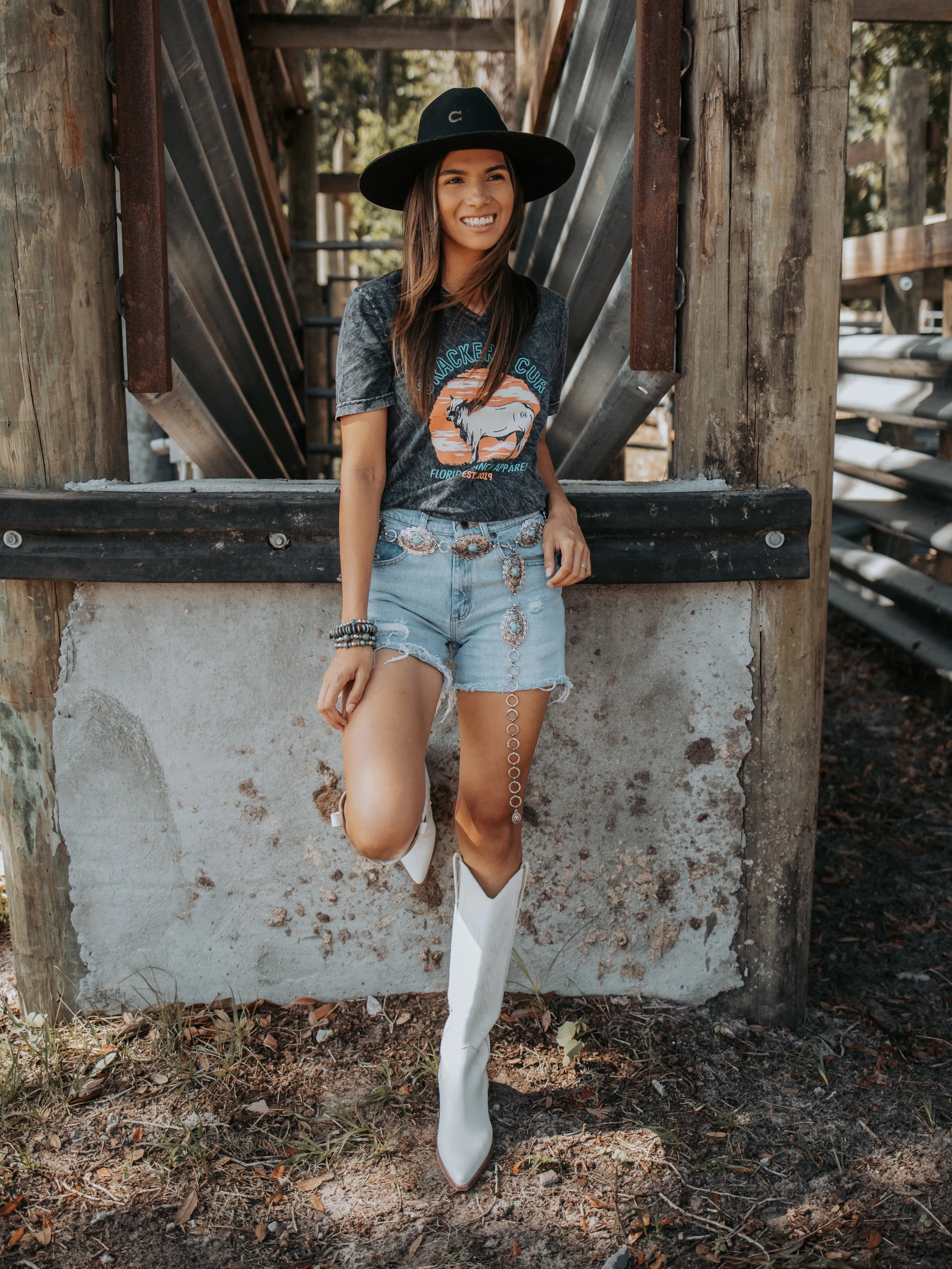 *SALE* Neon Lights V-Neck- Black Mineral Wash