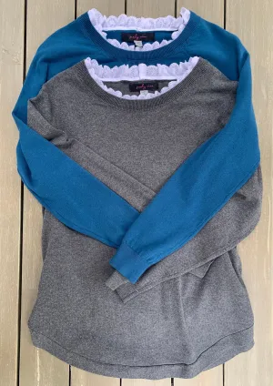 SALE - XL ONLY - Peggy Sue - Eyelet Pullover Sweater (SWEY-Grey) *FINAL SALE*