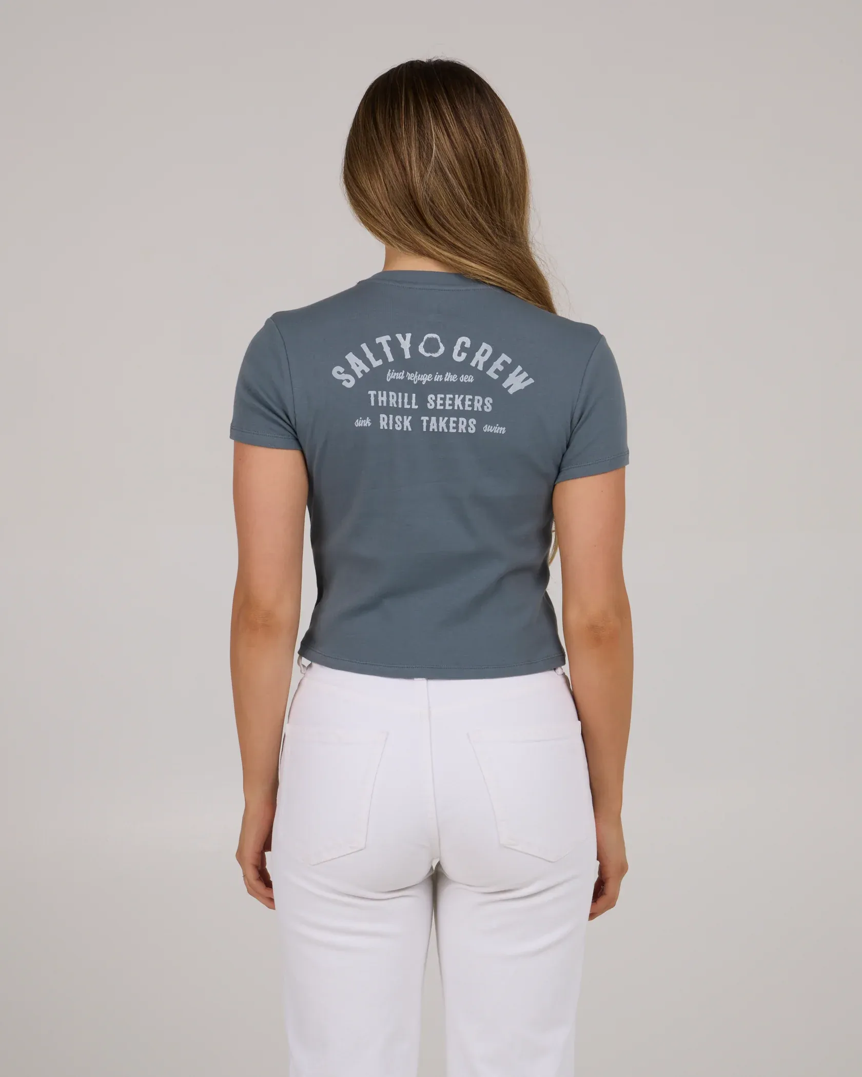 Salty Crew Womens Nite Bite Baby Tee - Fin Blue
