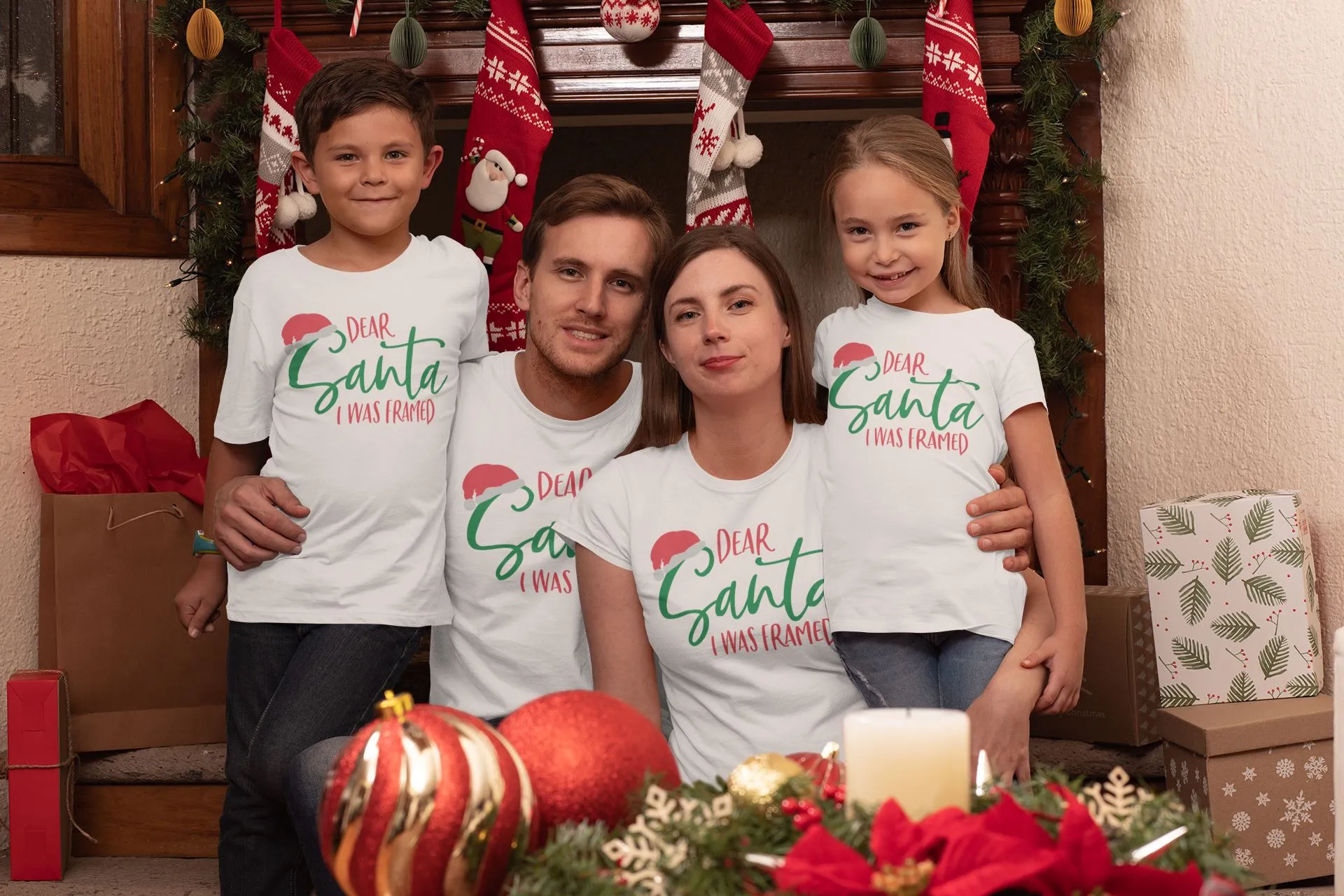 Santa I was Framed Family T-shirts