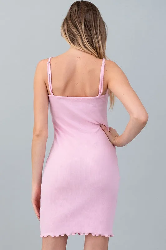 SARAH PINK RIBBED DRESS