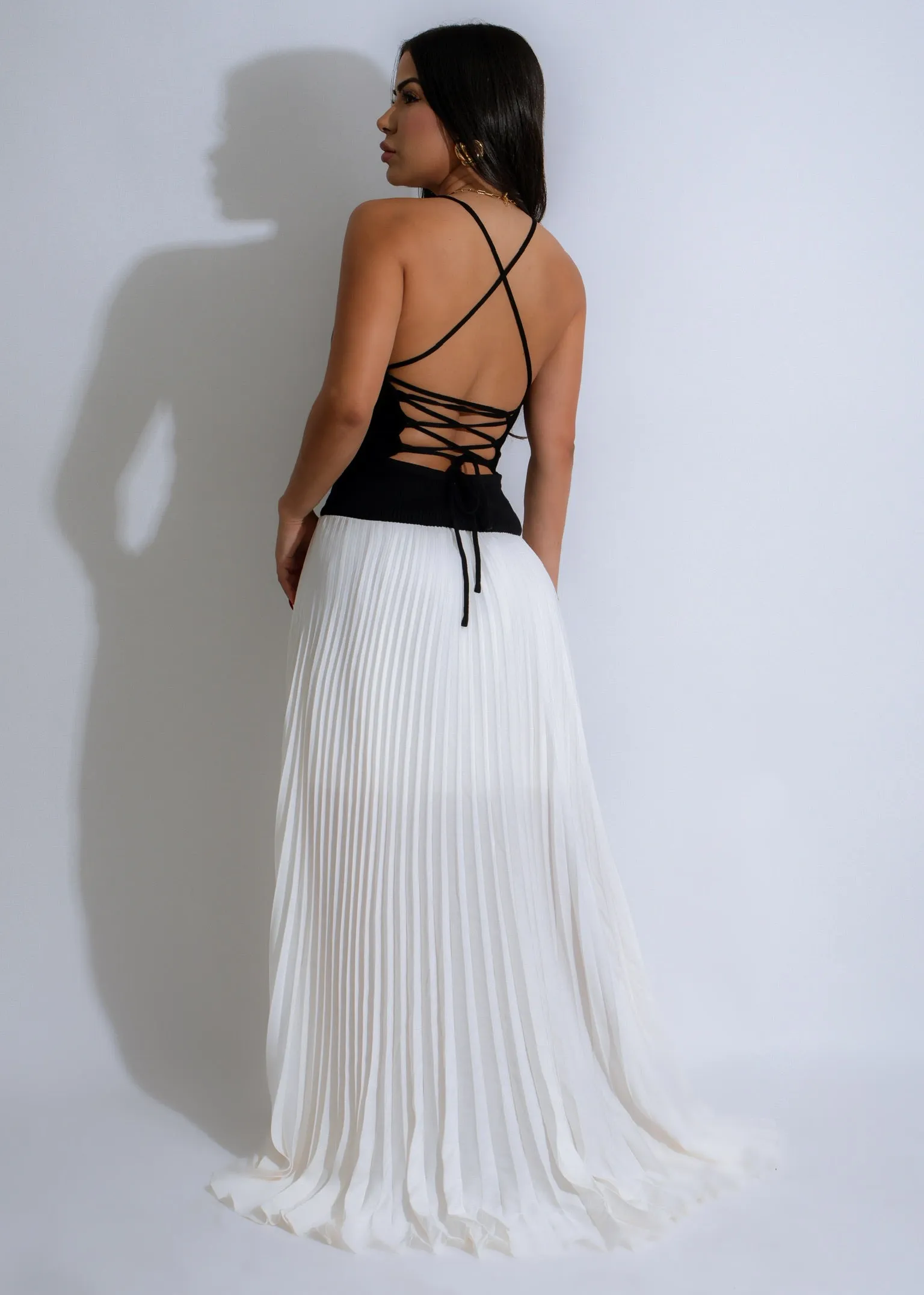 Savannah Nights Ribbed Maxi Dress White