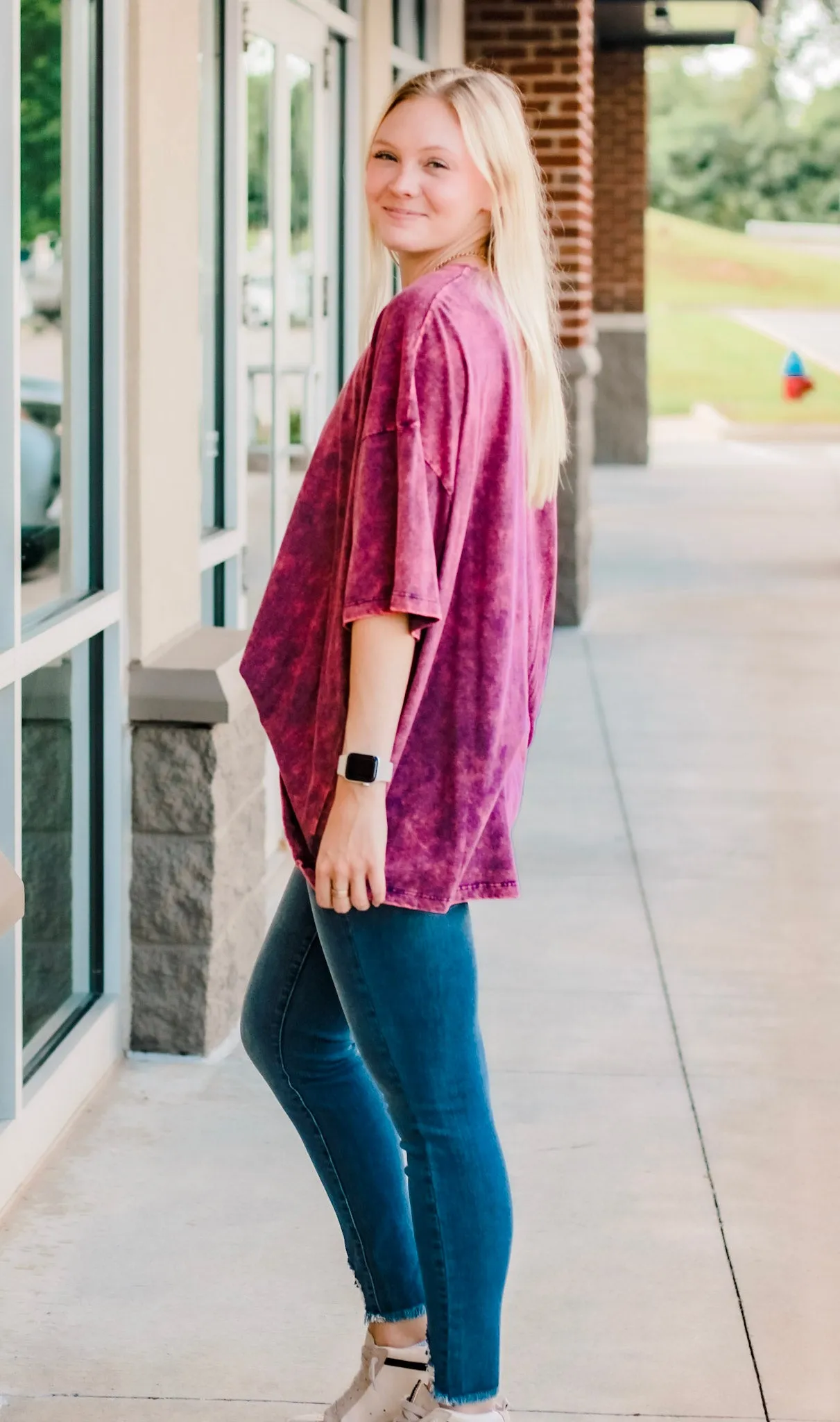Say You Will Mineral Washed Tee in Magenta