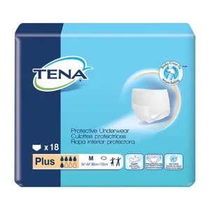 SCA 72238 TENA Protective Underwear, Plus Absorbency, Medium, 34"-44", PK/18