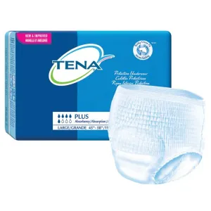 SCA 72338 TENA Protective Underwear, Plus Absorbency, Large (45-58"), Pack of 18