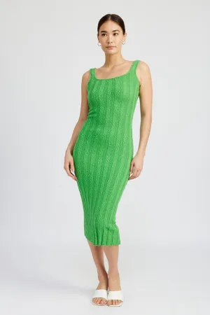 SCOOP NECK RIBBED MIDI DRESS