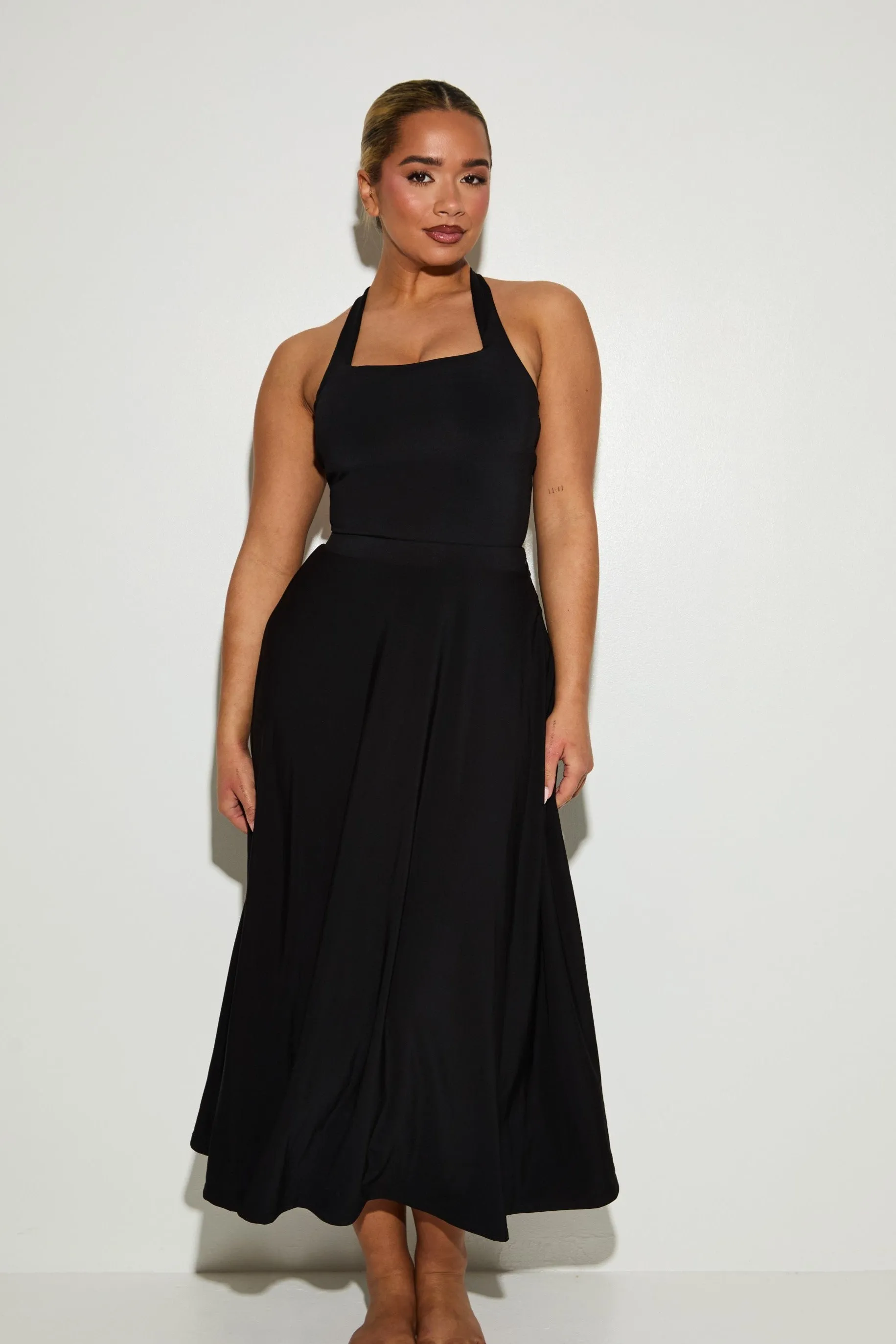 Scoop Square Neck 'Amelia' Bodysuit With Twist Back - Black (Limited Edition)