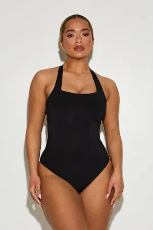 Scoop Square Neck 'Amelia' Bodysuit With Twist Back - Black (Limited Edition)