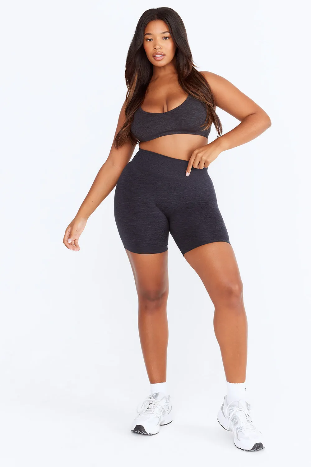 SCULPT SEAMLESS SCRUNCH CYCLING SHORTS - OYSTER BLACK MARL
