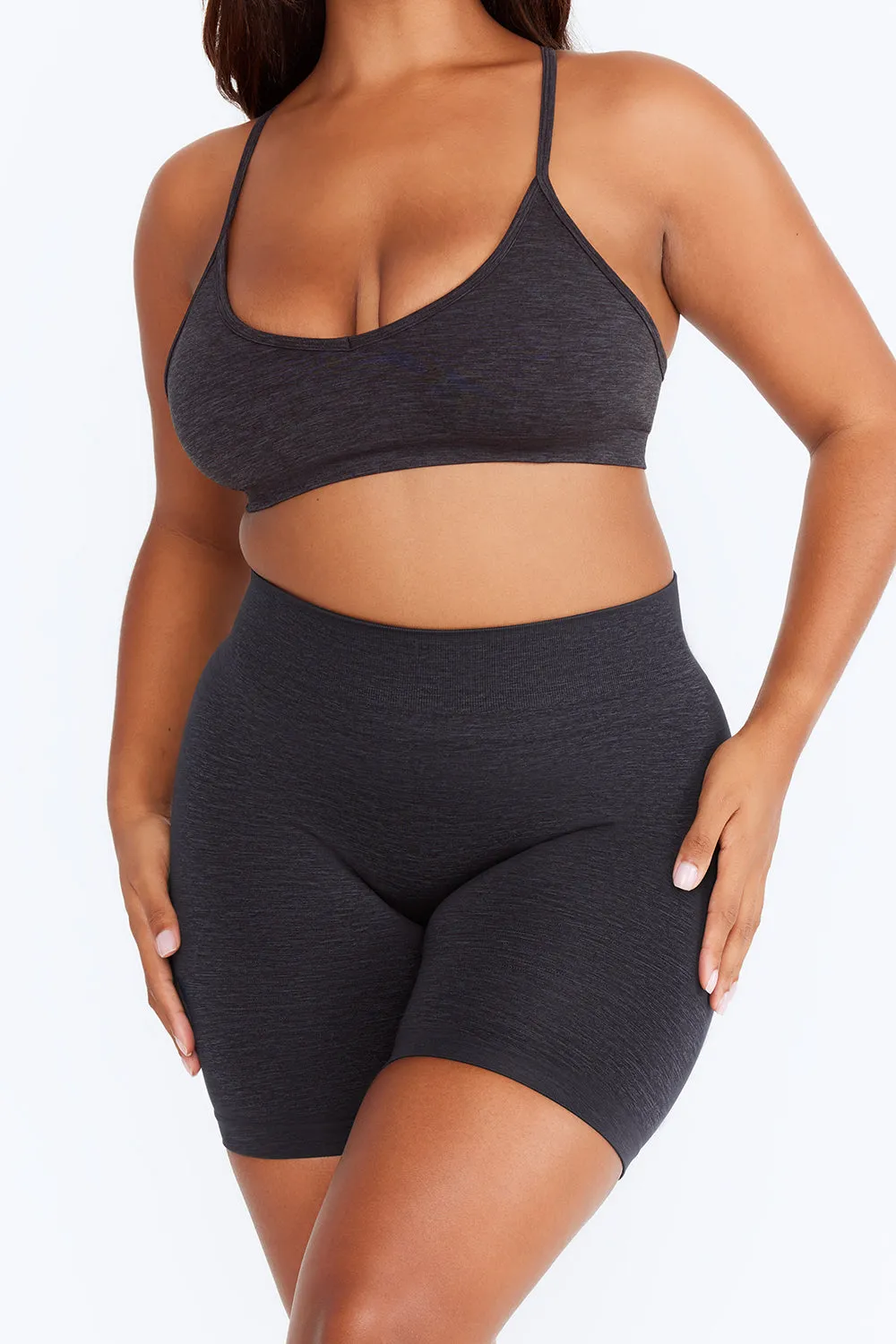 SCULPT SEAMLESS SCRUNCH CYCLING SHORTS - OYSTER BLACK MARL