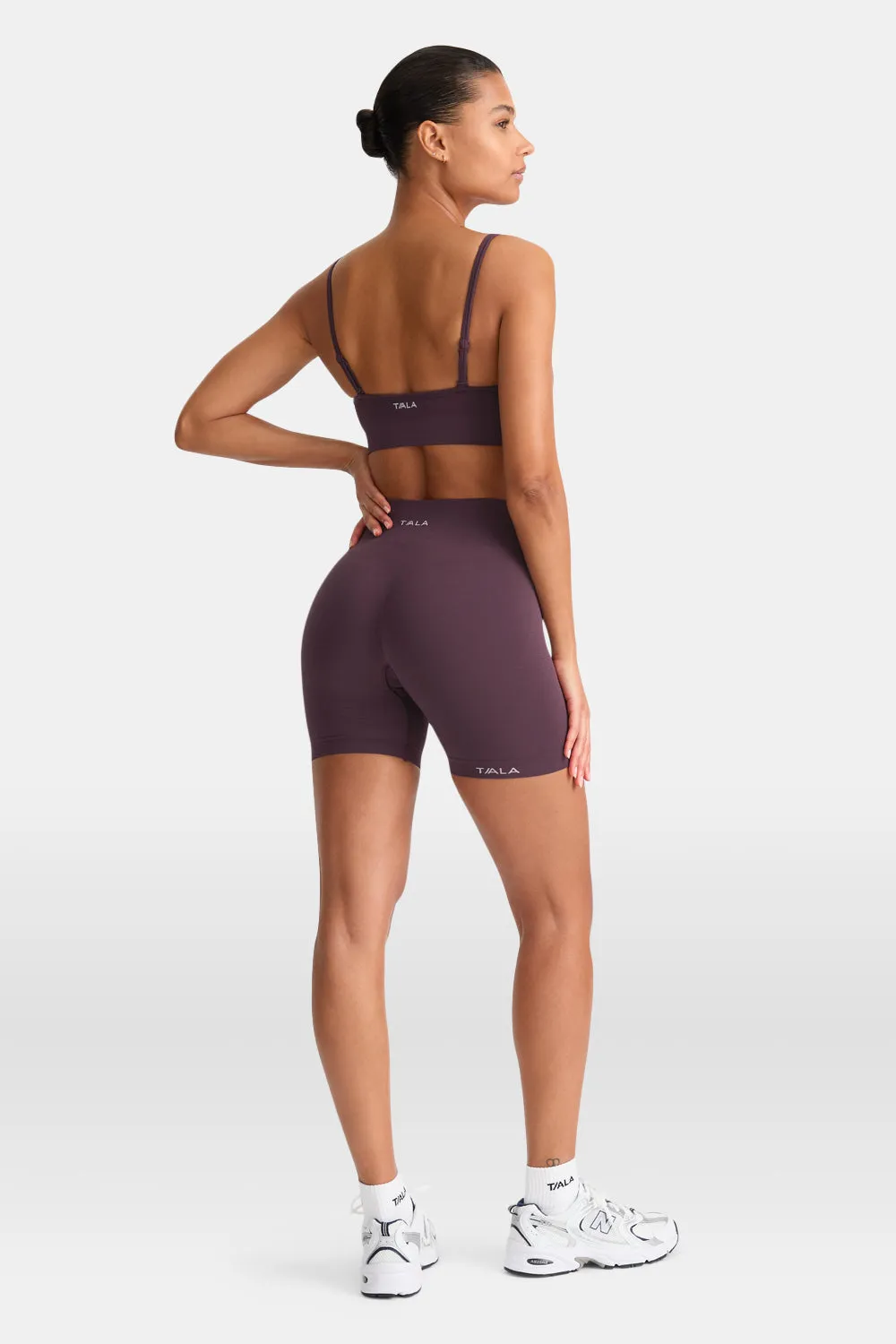 SCULPT SEAMLESS SCRUNCH CYCLING SHORTS - PLUM MARL