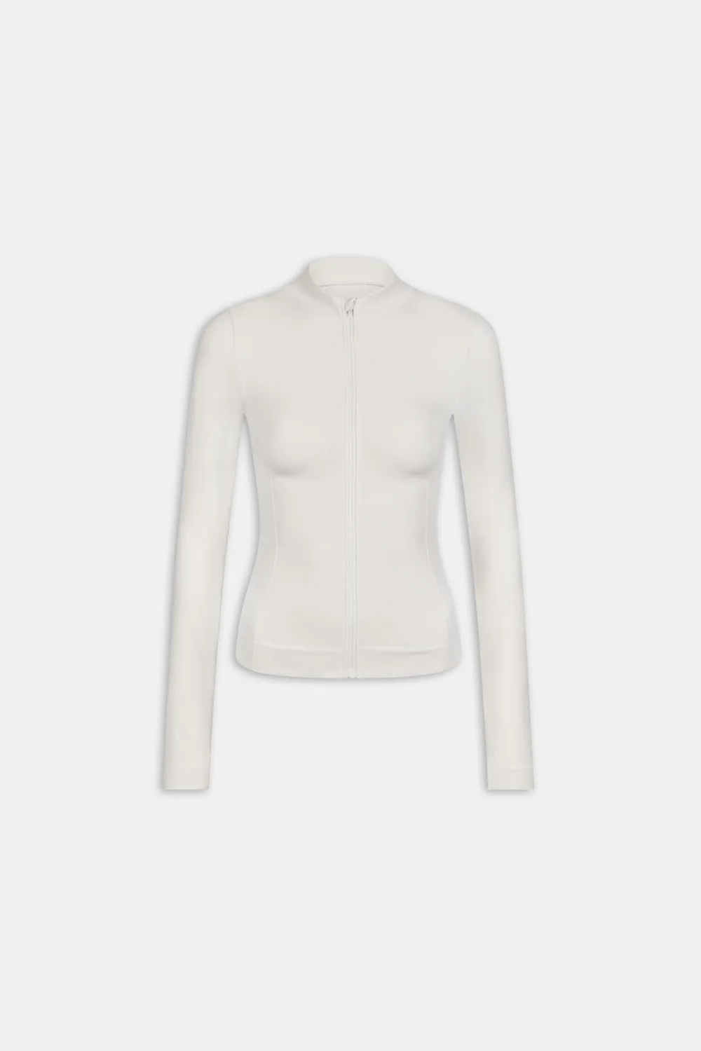 SCULPT SEAMLESS ZIP THROUGH LONGLINE JACKET - MILK MARL