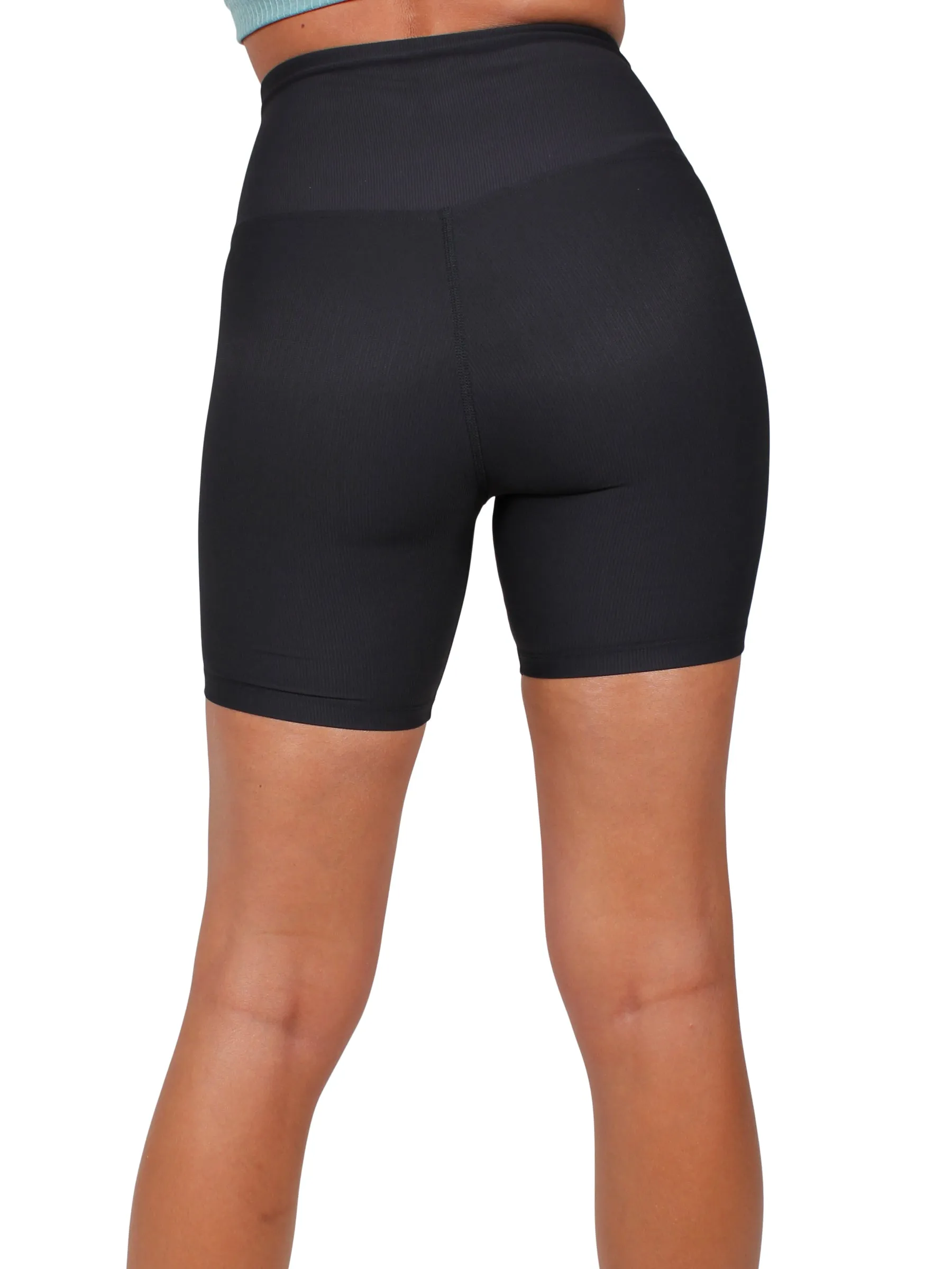 Sculpted Seamless Ribbed Bike Shorts - Black