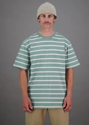 Sea Stripe Tee Green/off white stripe