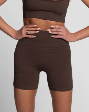 Seamless Bike Short - Espresso (Invisible Scrunch)