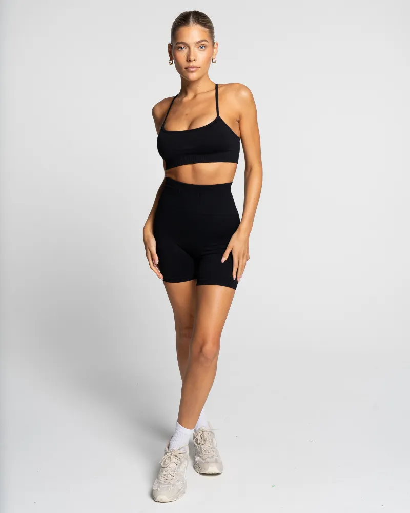 Seamless Bike Short - Onyx (Invisible Scrunch)