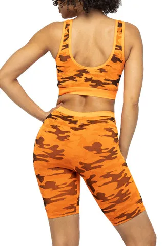 SEAMLESS CAMO CROP TANKTOP&SHORT SET(ST1091) <Bundle>