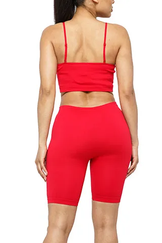 SEAMLESS CROP TANK & BIKER SHORT SET(ST802T&B) <Bundle>