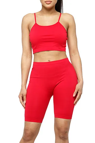 SEAMLESS CROP TANK & BIKER SHORT SET(ST802T&B) <Bundle>