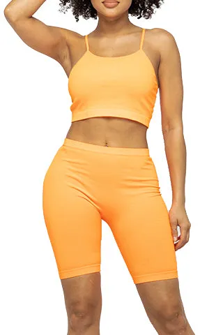 SEAMLESS CROP TANK & BIKER SHORT SET(ST802T&B) <Bundle>