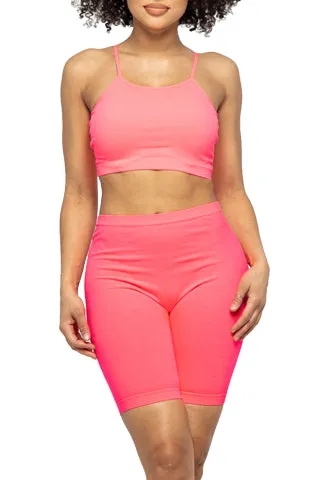 SEAMLESS CROP TANK & BIKER SHORT SET(ST802T&B) <Bundle>
