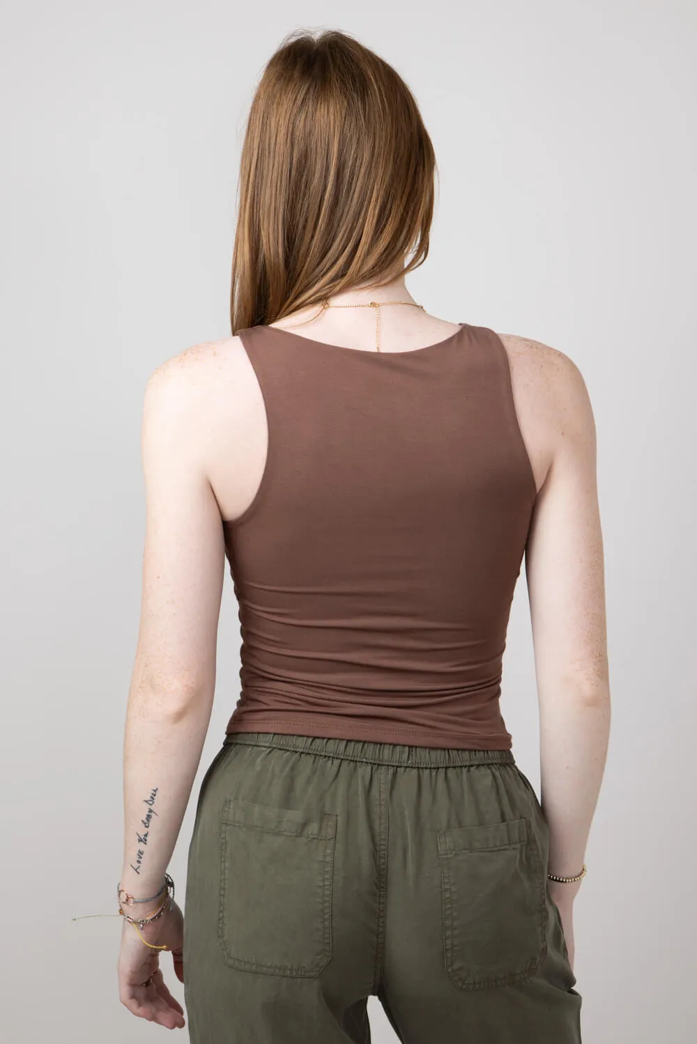 Seamless Double Layer Knit Tank Top for Women in Milk Chocolate | 18783-MILKCHOCOLATE