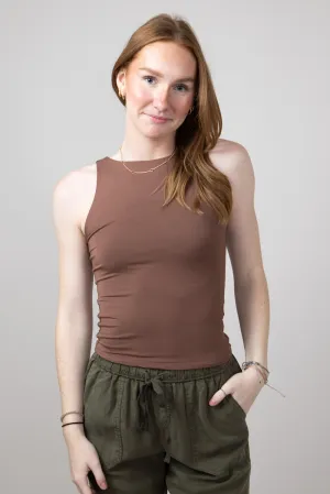Seamless Double Layer Knit Tank Top for Women in Milk Chocolate | 18783-MILKCHOCOLATE