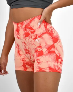 SEAMLESS DYED SHORTS IN PEACH/RED