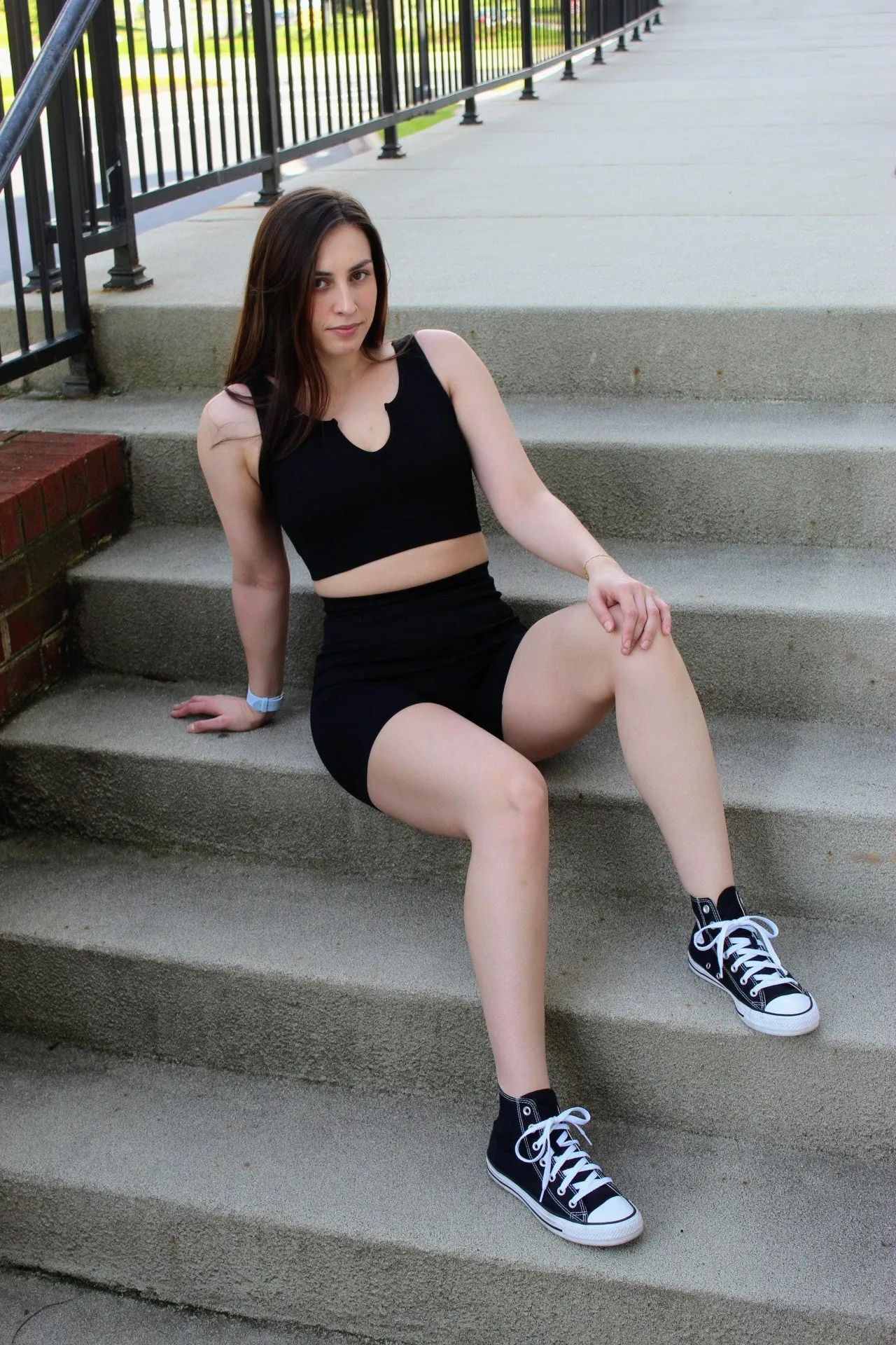 Seamless Ribbed Tank Top Biker Shorts