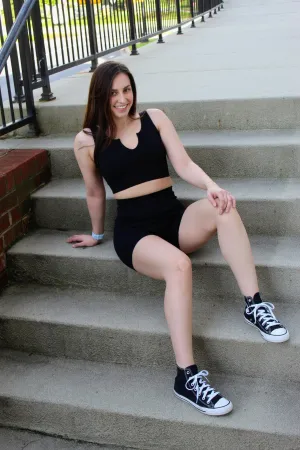 Seamless Ribbed Tank Top Biker Shorts