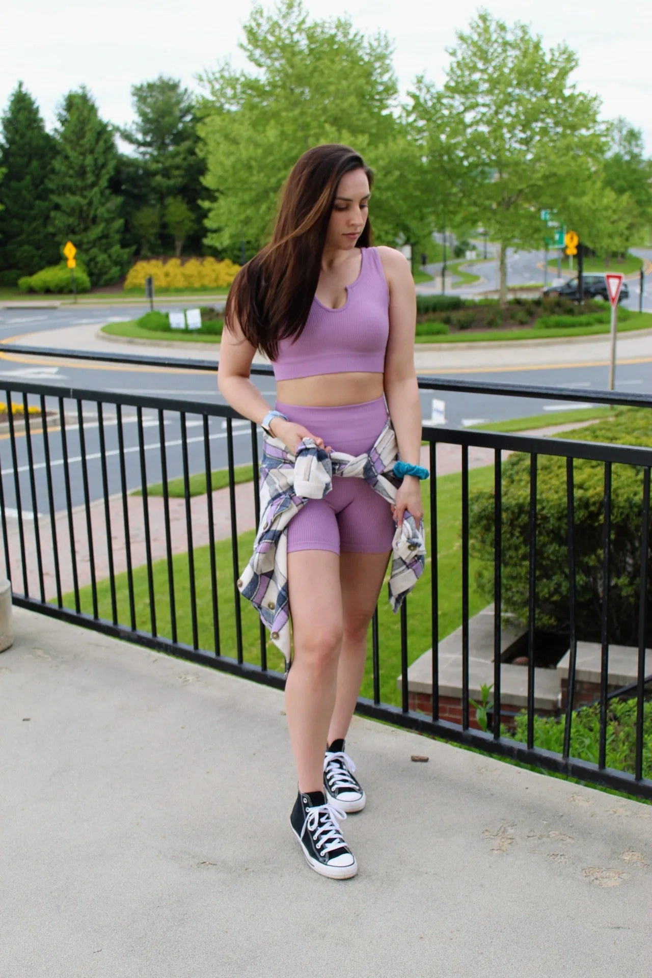 Seamless Ribbed Tank Top Biker Shorts