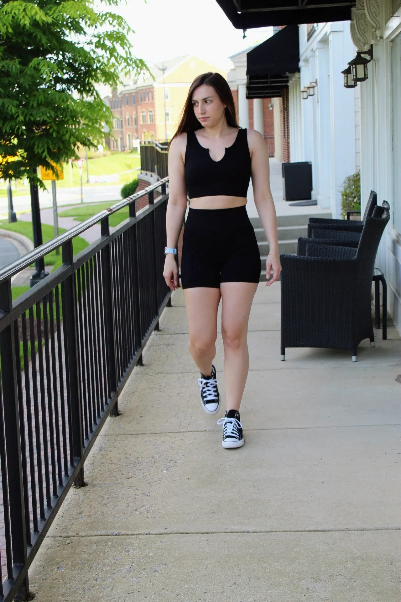 Seamless Ribbed Tank Top Biker Shorts
