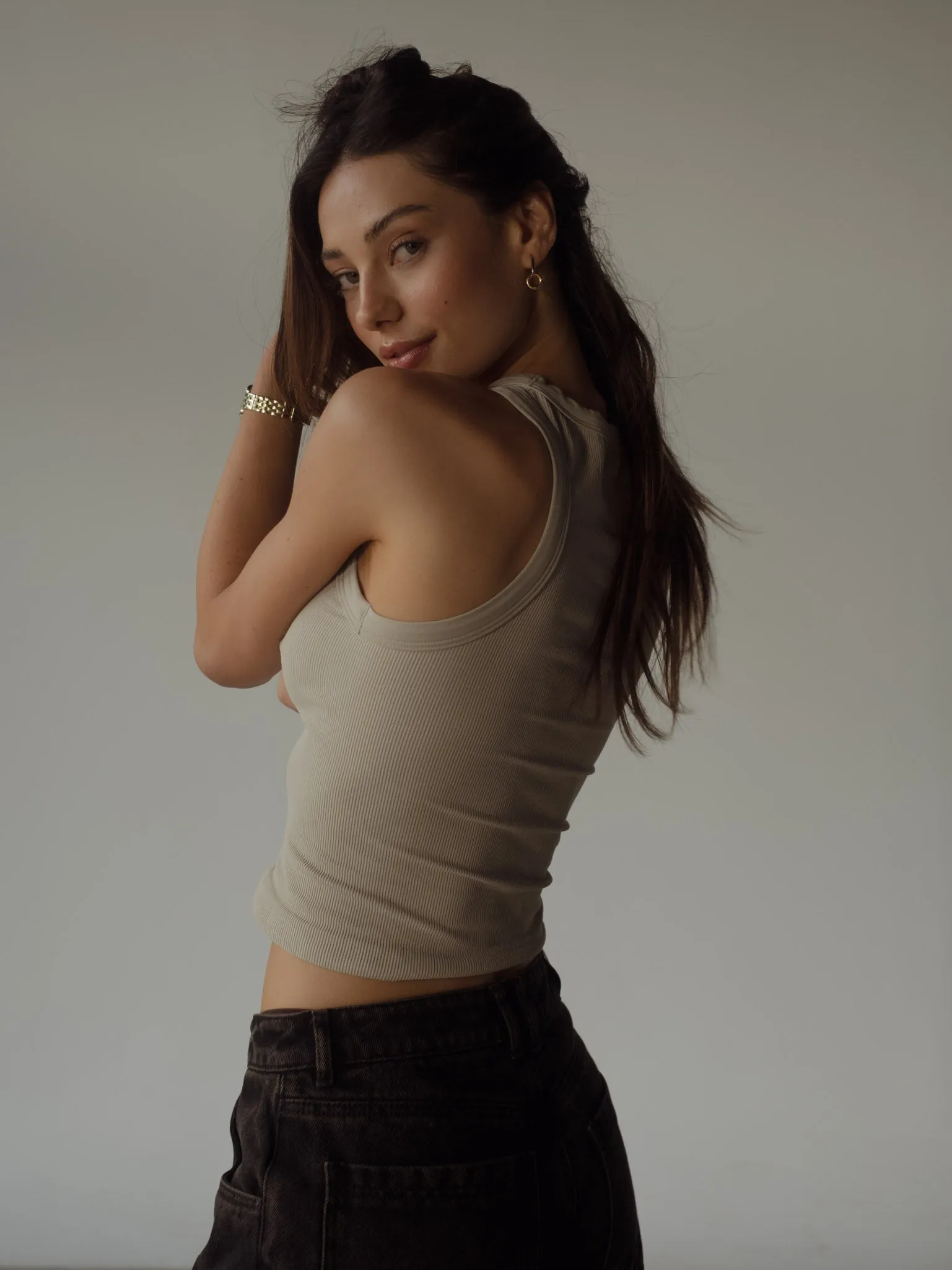 SEAMLESS TANK TOP - NUT MILK