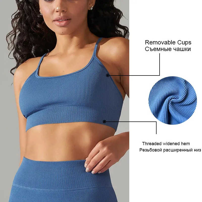 Seamless Yoga Set Gym Suits with Shorts Crop Top Sport Bra - Women's 2-Piece Running Workout Outfit