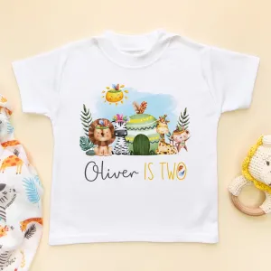 Second Birthday Animals Theme Personalised Kids & Toddler T Shirt