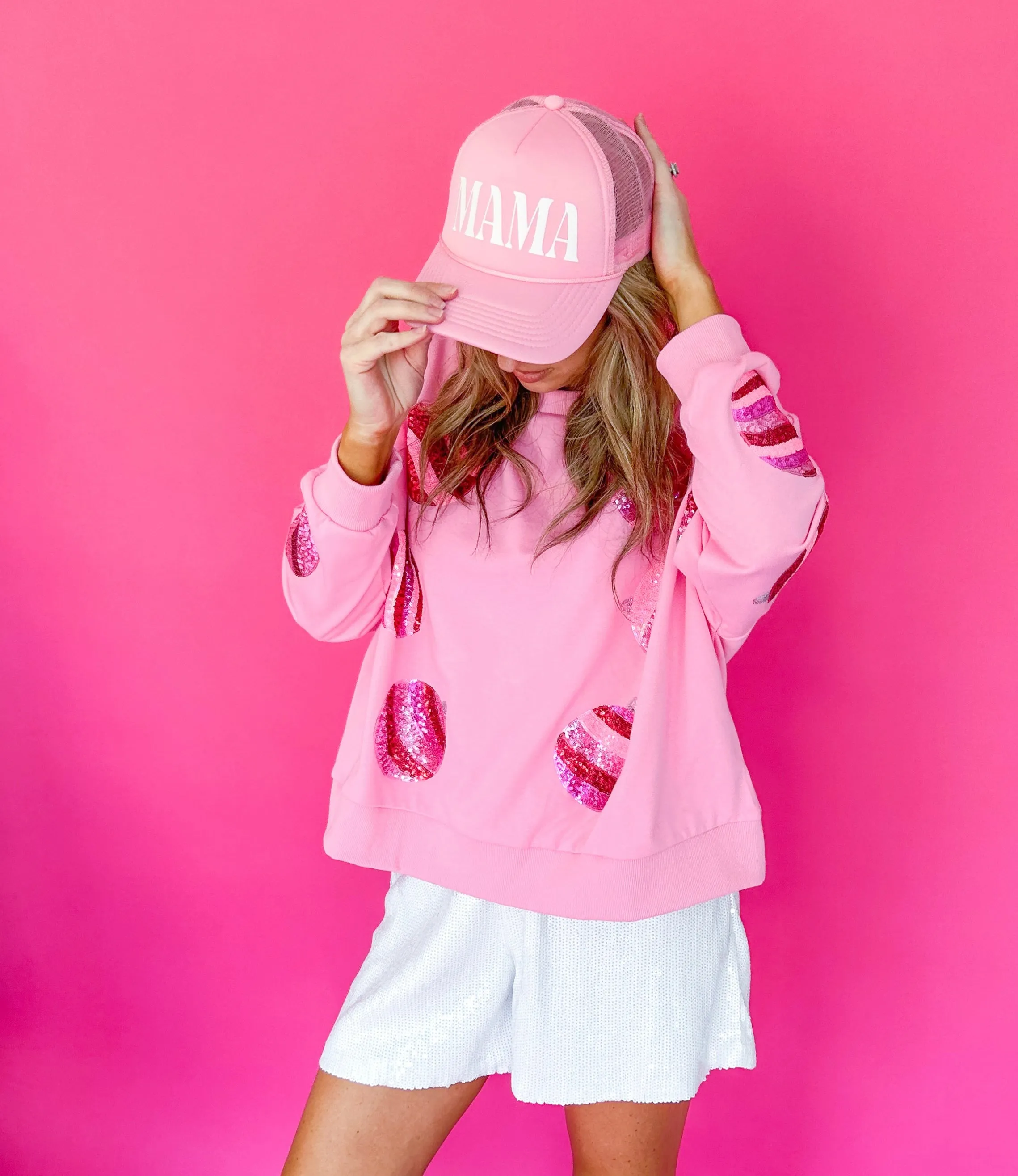 Sequin Christmas Ornaments Oversized Sweatshirt