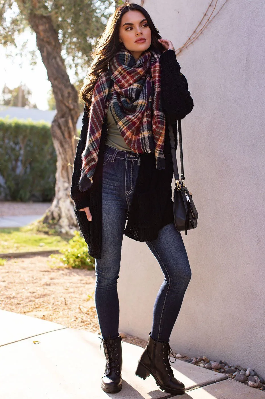 Serene Black Cable Knit Cardigan