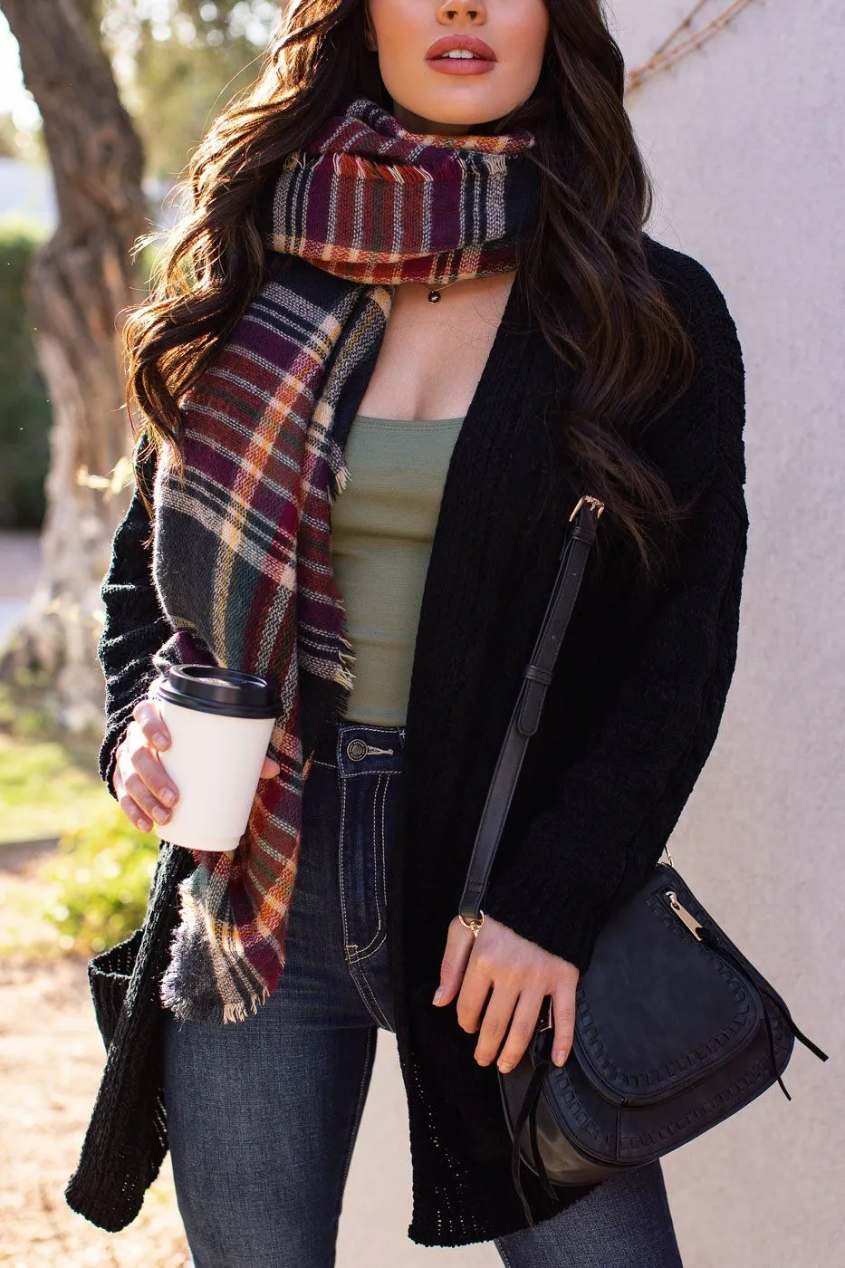Serene Black Cable Knit Cardigan