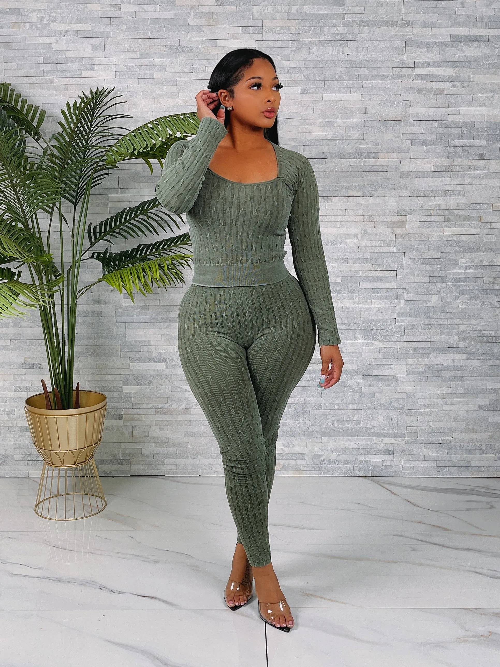 SET9984P - SEAMLESS WASHED LS TOP&PANTS SET (6PC)