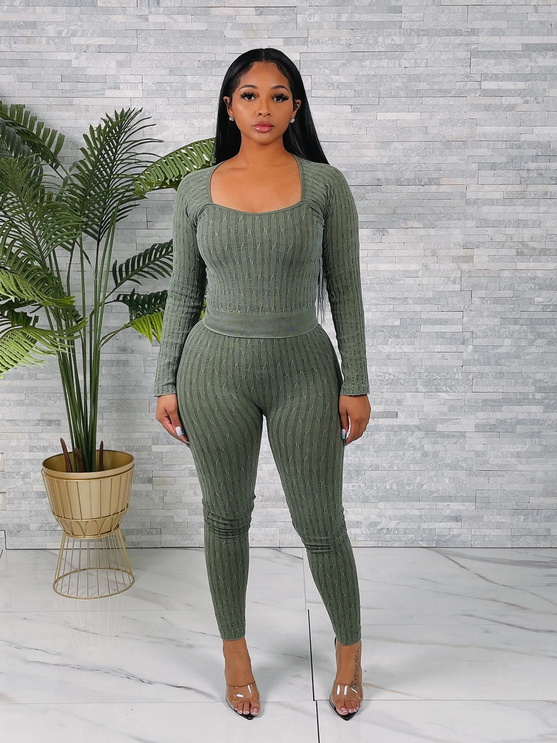 SET9984P - SEAMLESS WASHED LS TOP&PANTS SET (6PC)