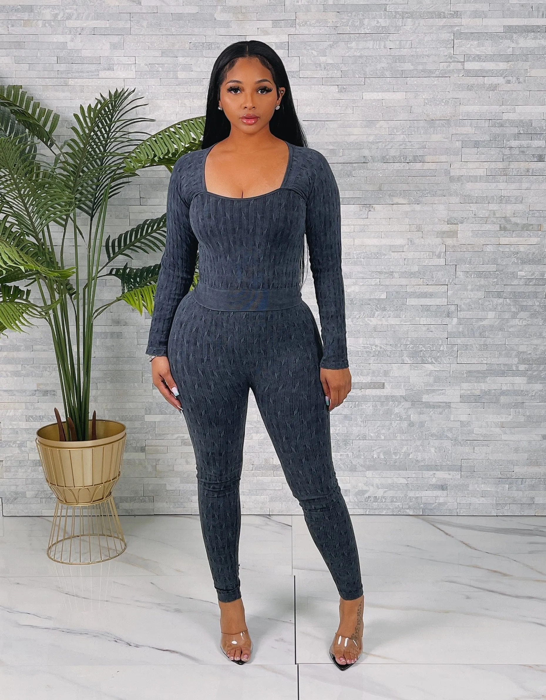 SET9984P - SEAMLESS WASHED LS TOP&PANTS SET (6PC)