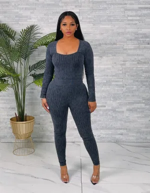 SET9984P - SEAMLESS WASHED LS TOP&PANTS SET (6PC)