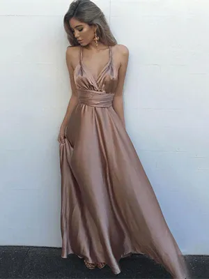 Sexy A Line Open Back Floor Length Prom Dress, Backless Formal Dress, Graduation Dress