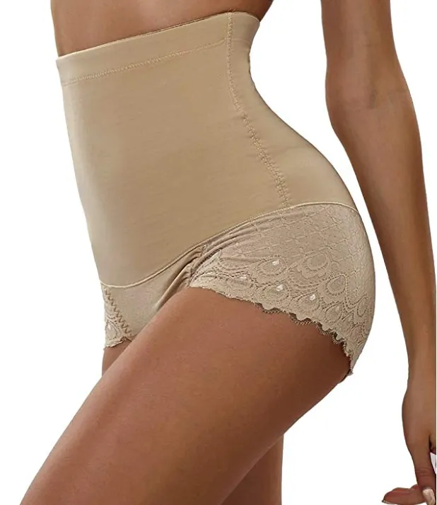 Sexy High Waist Slimming Shaper BoyShort with Lace Butt Lifter