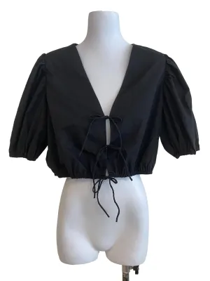 Shadow Black Puff Sleeve Cardigan